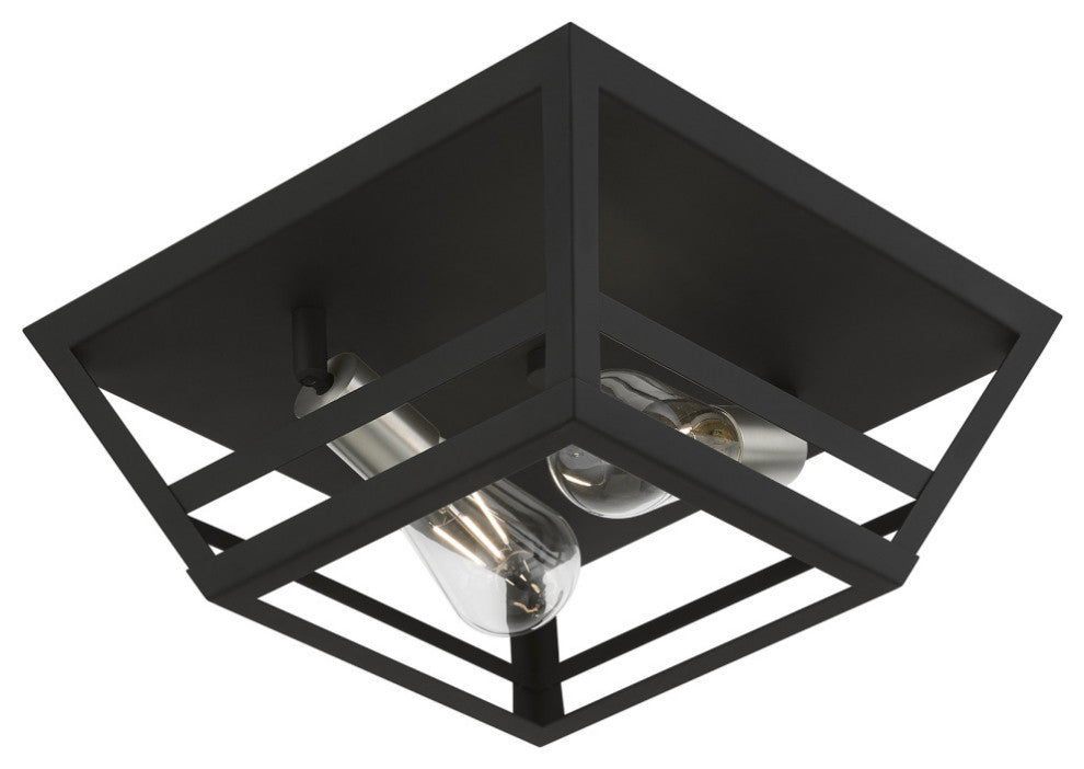 Schofield 2 Light Black With Brushed Nickel Accents Flush Mount