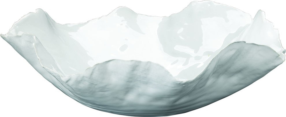 Large Peony Bowl in White Ceramic