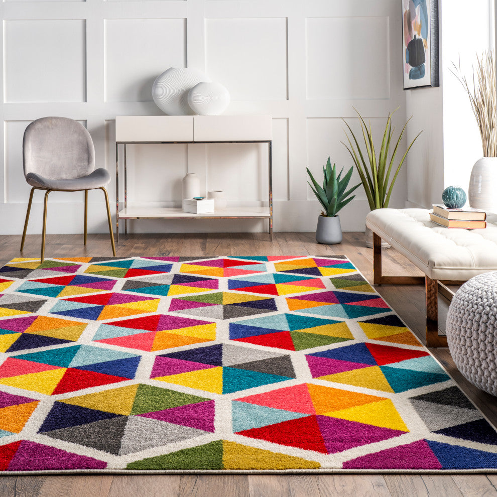 Nuloom Prismatic Simon Honeycomb Area Rug, Multicolor 8'x10'