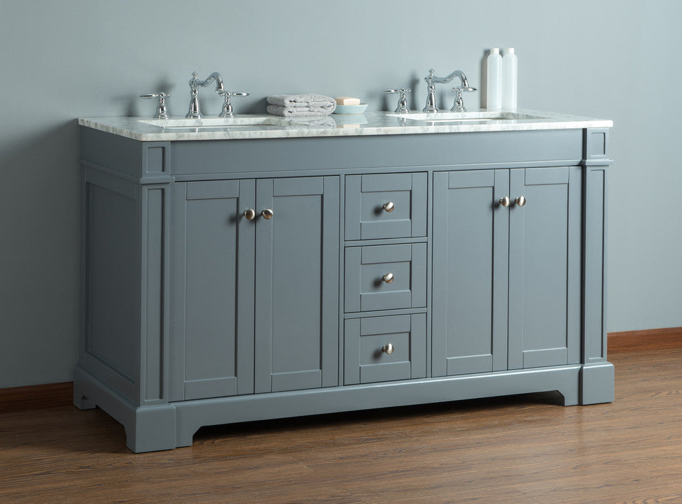 Stufurhome Seine Bathroom Vanity, Gray, 60"