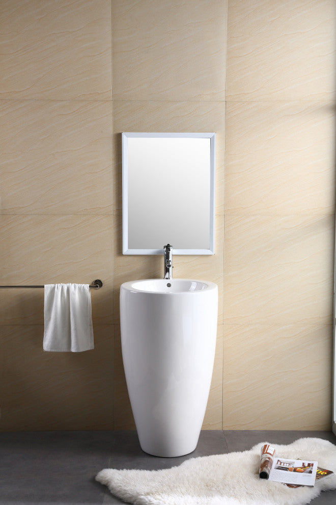 Fine Fixtures Island Pedestal, Elegant 1-Piece Pedestal Sink, Vitreous China