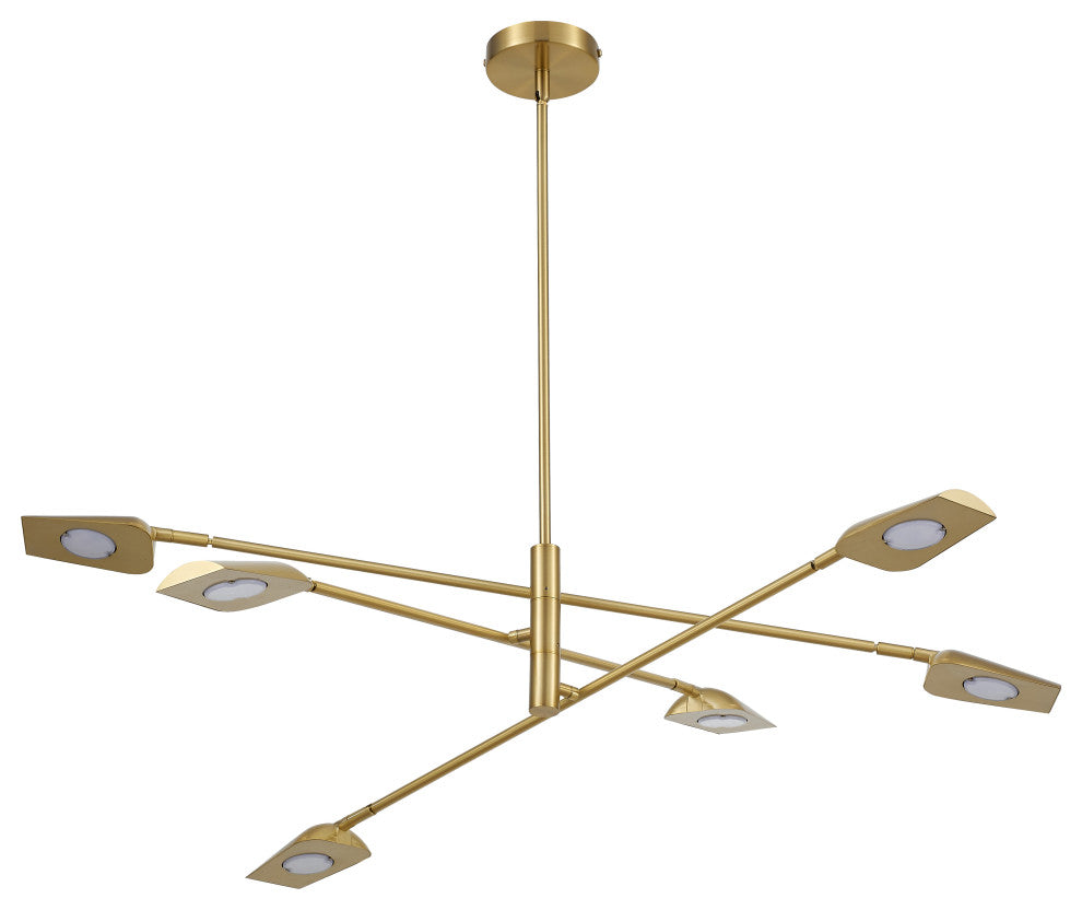 Cari Modern 6 Light Aged Brass White Metal Chandelier
