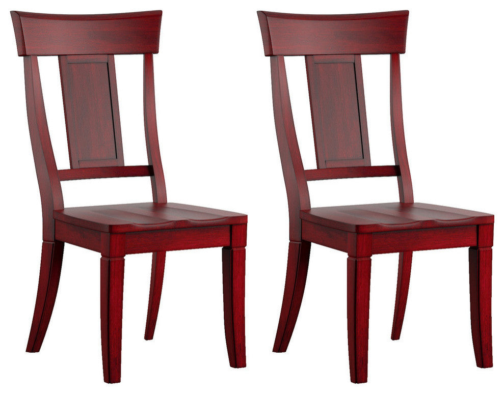 Arbor Hill Panel Back Wood Dining Chair, Set of 2, Berry Red