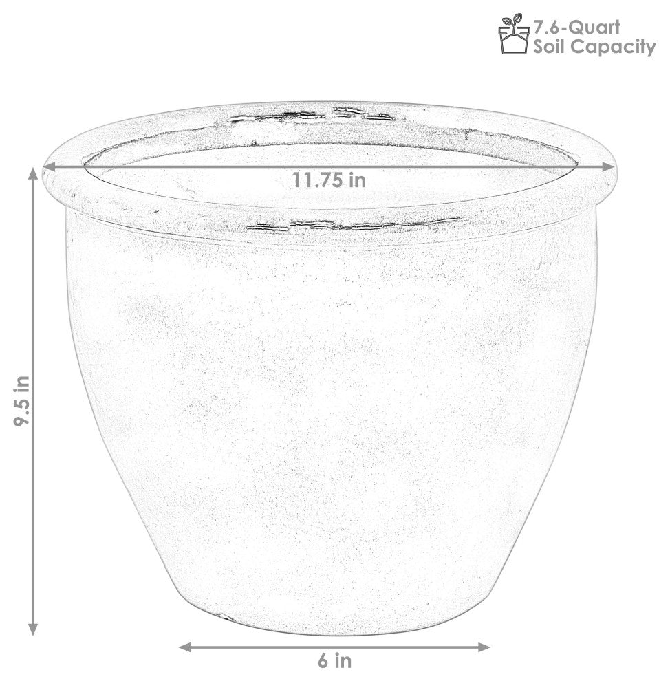 Sunnydaze Set of 2 Chalet High-Fired Glazed Ceramic Planter, Gray, 12"