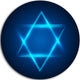 Neon Star Of David, Modern Digital Disc Metal Wall Art, 38"
