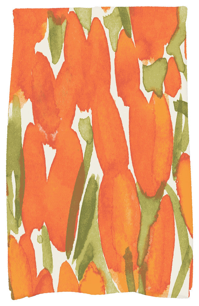 Sunset Tulip Floral Hand Towel, Orange, 18"x30"