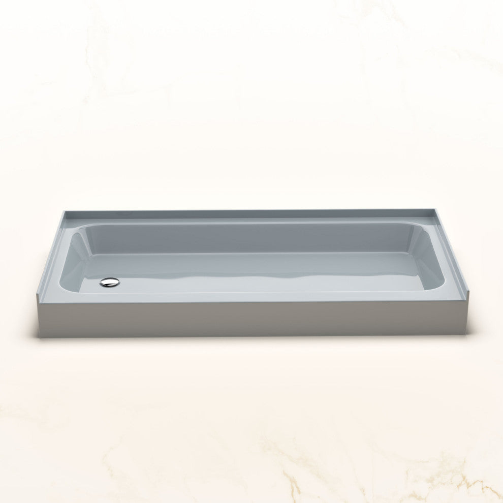 Voltaire 60x30 Shower Pan Base With Left Drain, Glossy Gray