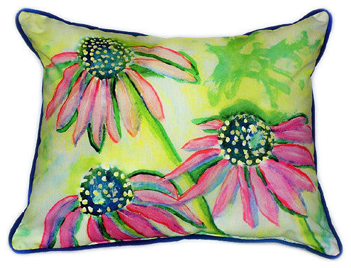 Pair of Betsy Drake Cone Flowers Large Pillows