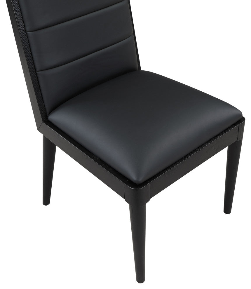 Bristol UpholsteredDining Chair, Set of 2, Black, Vegan Leather, Black Finish