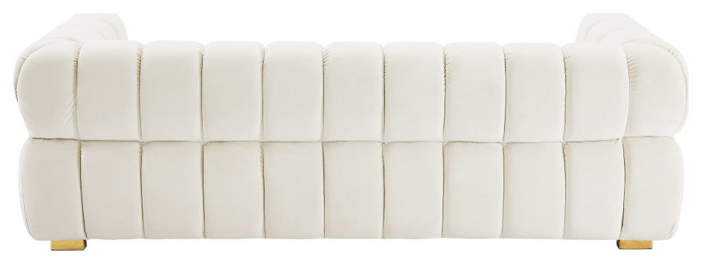 Gwen Velvet Upholstered Chair, Cream, Sofa