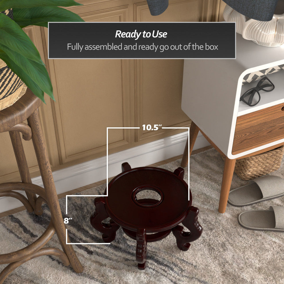 Rosewood Fishbowl Stand, Size 10.5" Base Diameter