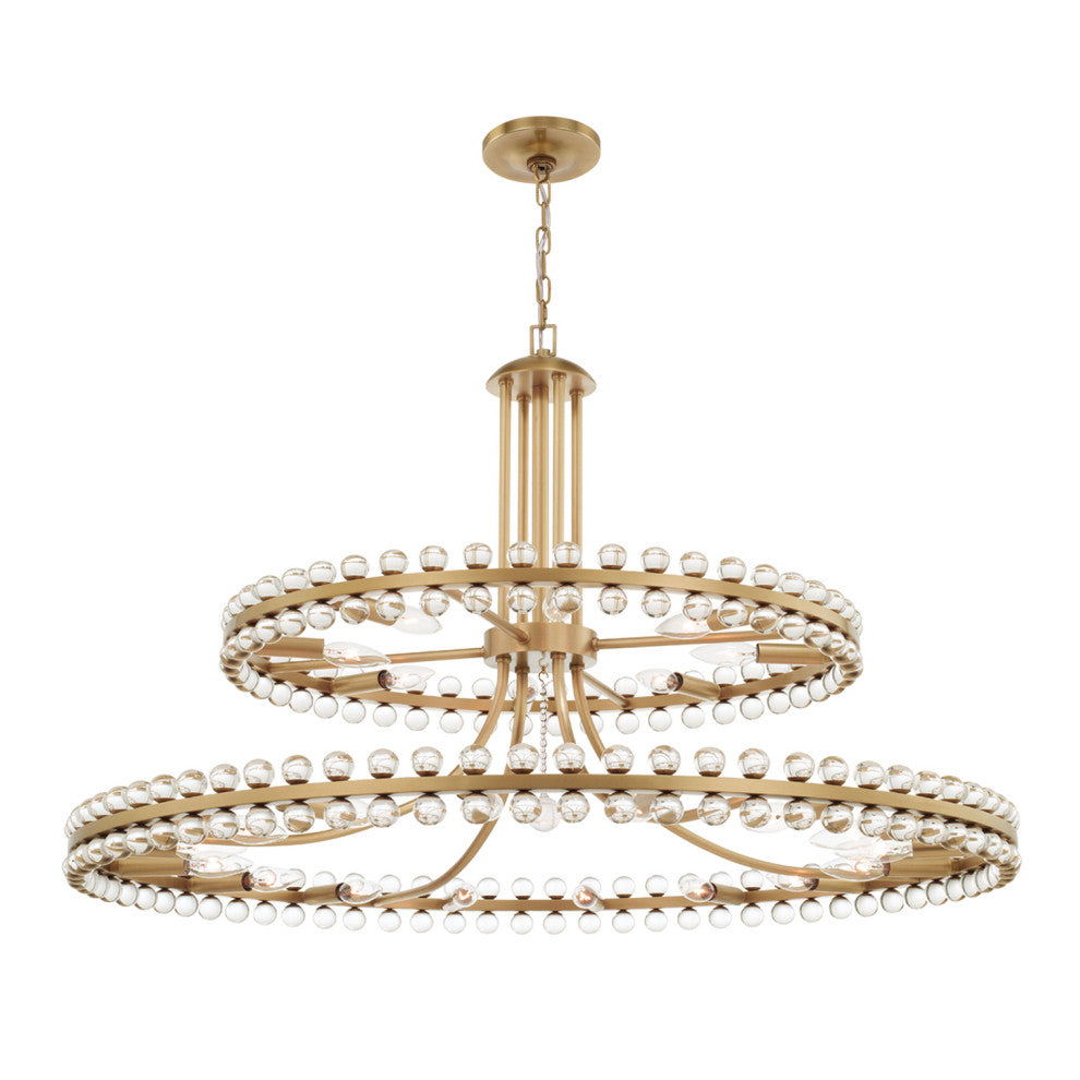 Clover 24 Light Aged Brass Two-tier Chandelier