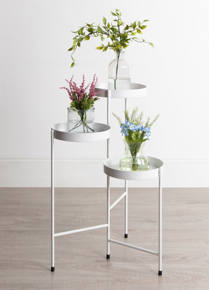 Finn Tri-Level Plant Stand, White 16x21x30