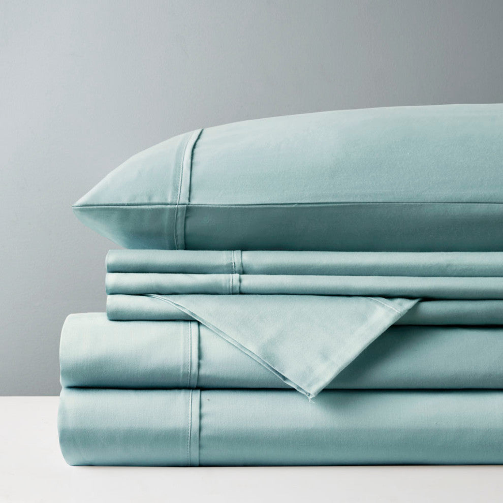 Madison Park 800 Thread Count Cotton-Blend Sateen 6-Piece Sheet Set, Aqua