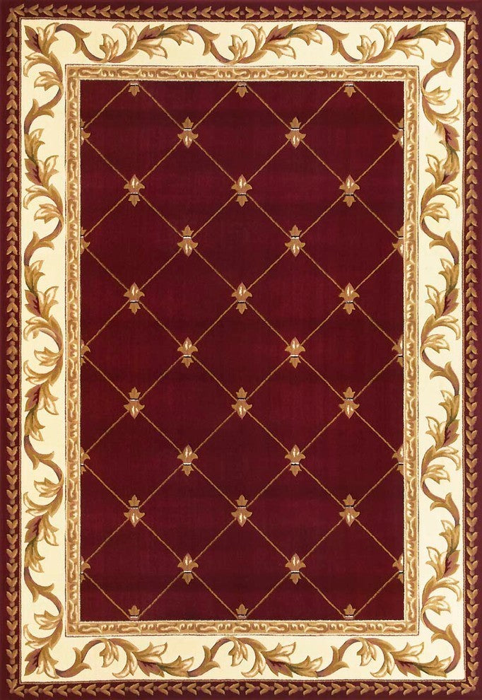 Corinthian 5319 Red Fleur-De-Lis Rug, 2'2"x7'11" Runner