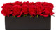 Dozen Silk Roses, Ceramic Rectangular Planter, Red