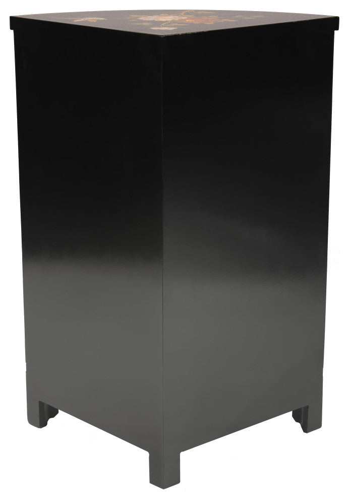 Black Lacquer Round Corner Cabinet Royal Ladies
