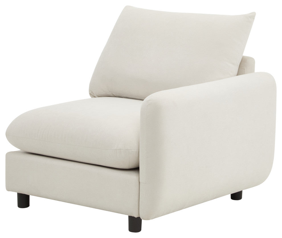 GDF Studio Upholstered Modular Sectional Sofa Set, White Sand, 2 Seater With Ottoman