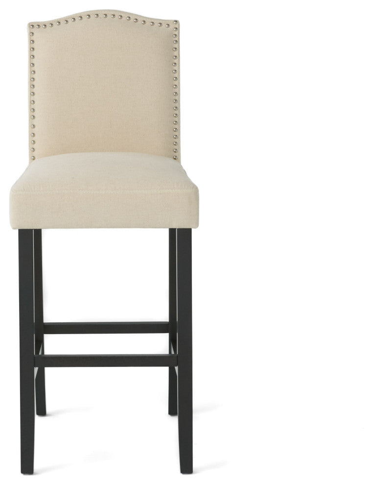 GDF Studio Auburn Ivory Fabric Backed Bar Stools, Set of 2