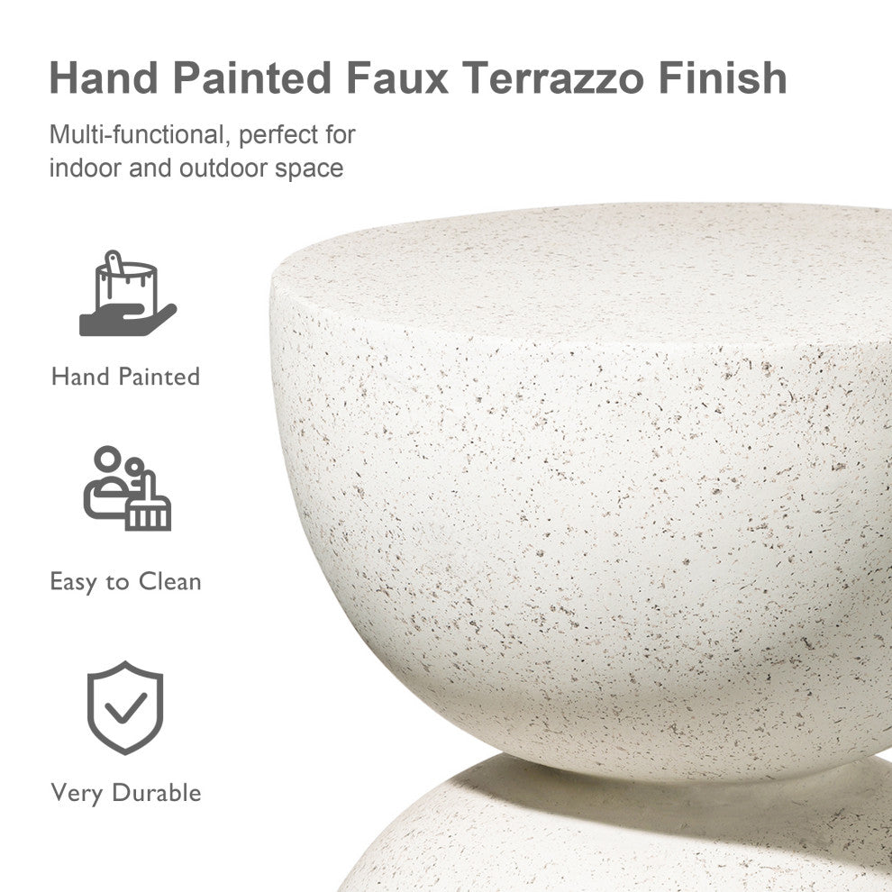 Multi-functionalal MGO Faux Terrazzo Garden Stool or Plant Stand or Accent Table