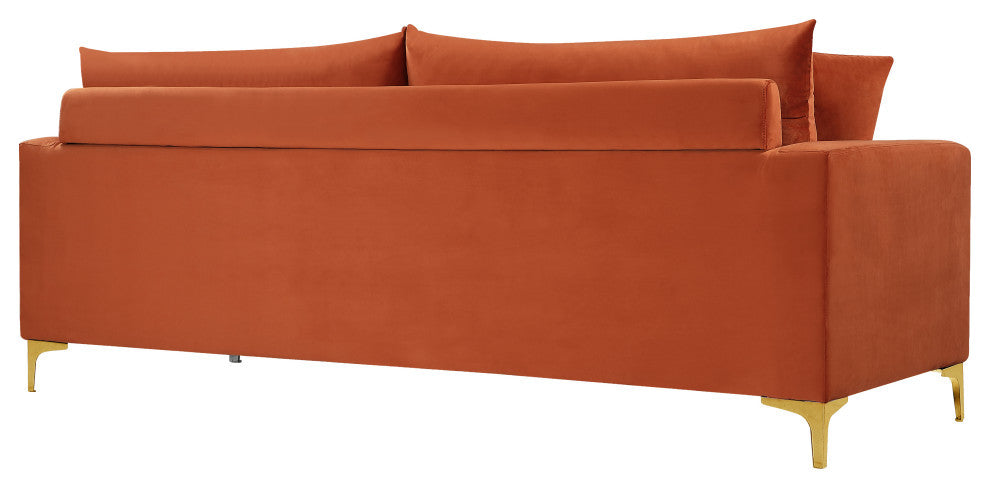 Naomi Velvet Upholstered Sofa, Cognac