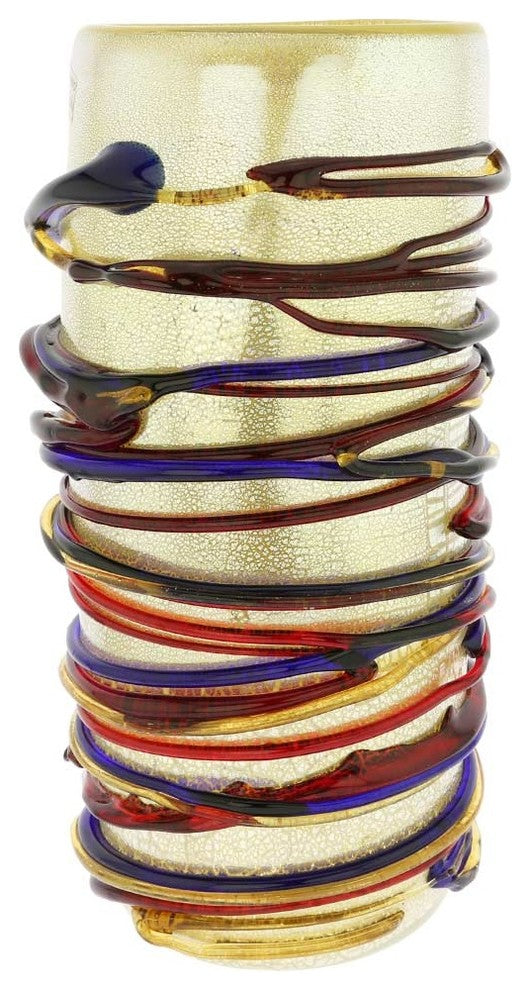GlassOfVenice Murano Glass Vesuvio Abstract Art Tall Vase