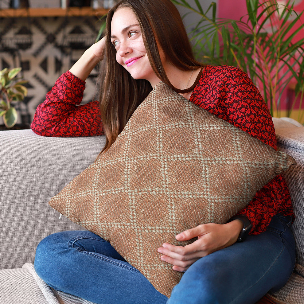 Plutus Brown Diamond Luxury Throw Pillow, 12"x20"