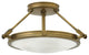 Collier Semi-Flush Mount in Heritage Brass with Etched Opal Glass