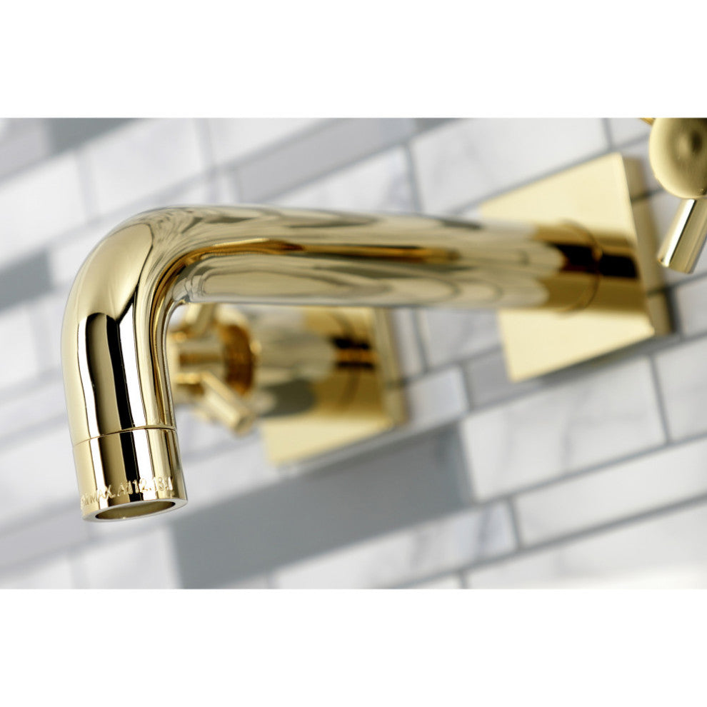Kingston Brass KS6122DX Two-Handle Wall Mount Bathroom Faucet, Polished Brass