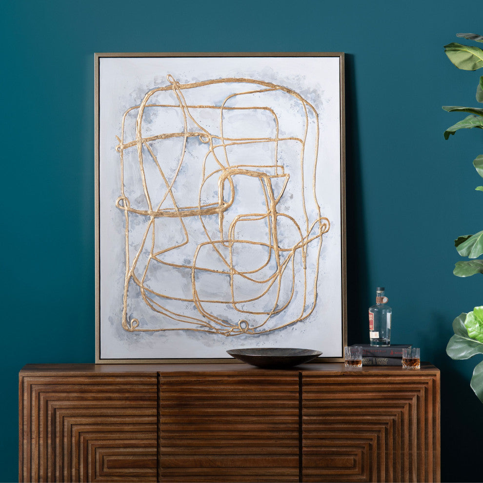 Gilded Lines Canvas Wall Art With Gold Frame