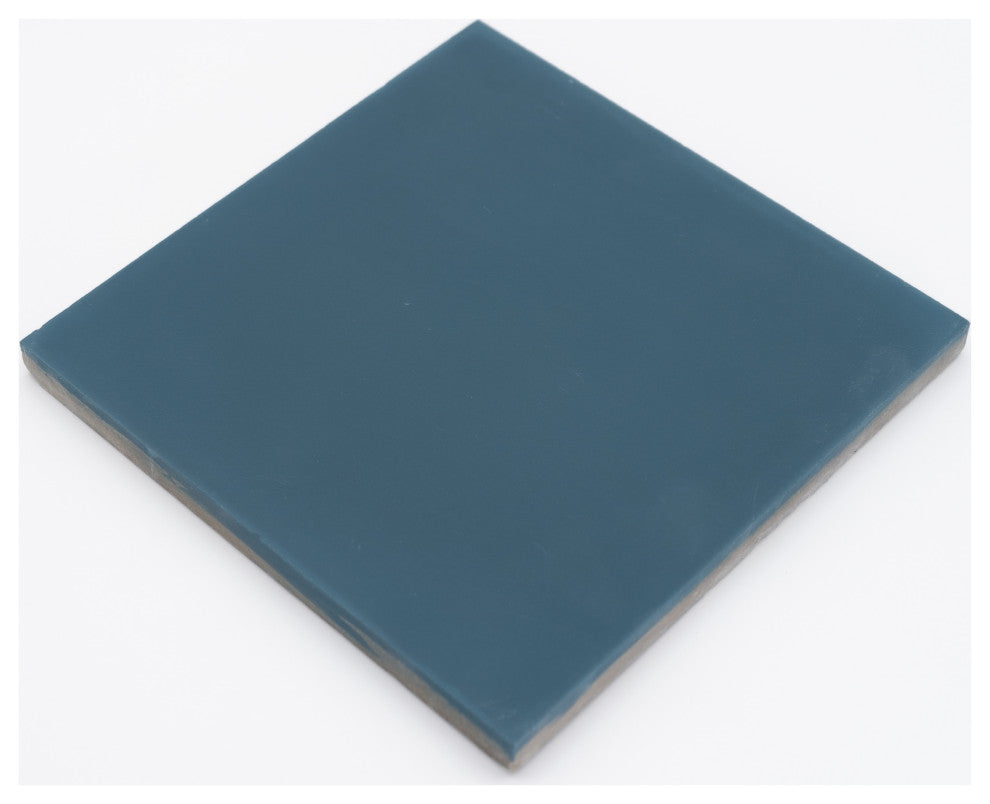 8"x8" Solid Color Handmade Cement Tile, Navy Blue, Set of 12
