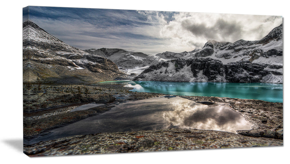 Mountain Creek under Cloudy Sky, Large Landscape Canvas Art Print, 32"x16"