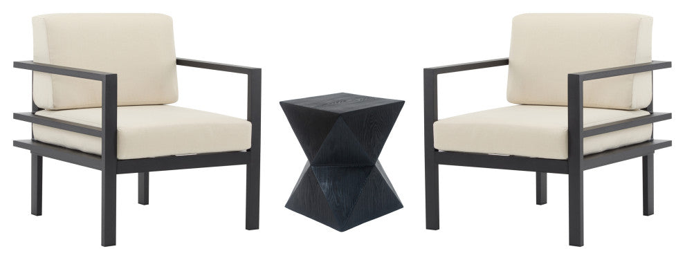 GDF Studio Modern Outdoor Conversation Set, Two Chairs & One Table