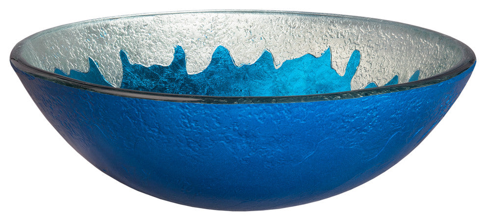 Novatto Diaccio Glass Vessel Sink and Drain, Chrome