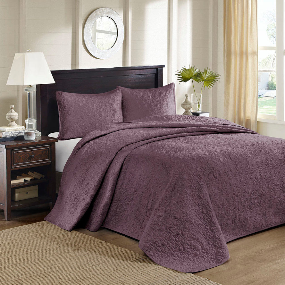 Madison Park Quebec Reversible Bedspread Set, Purple