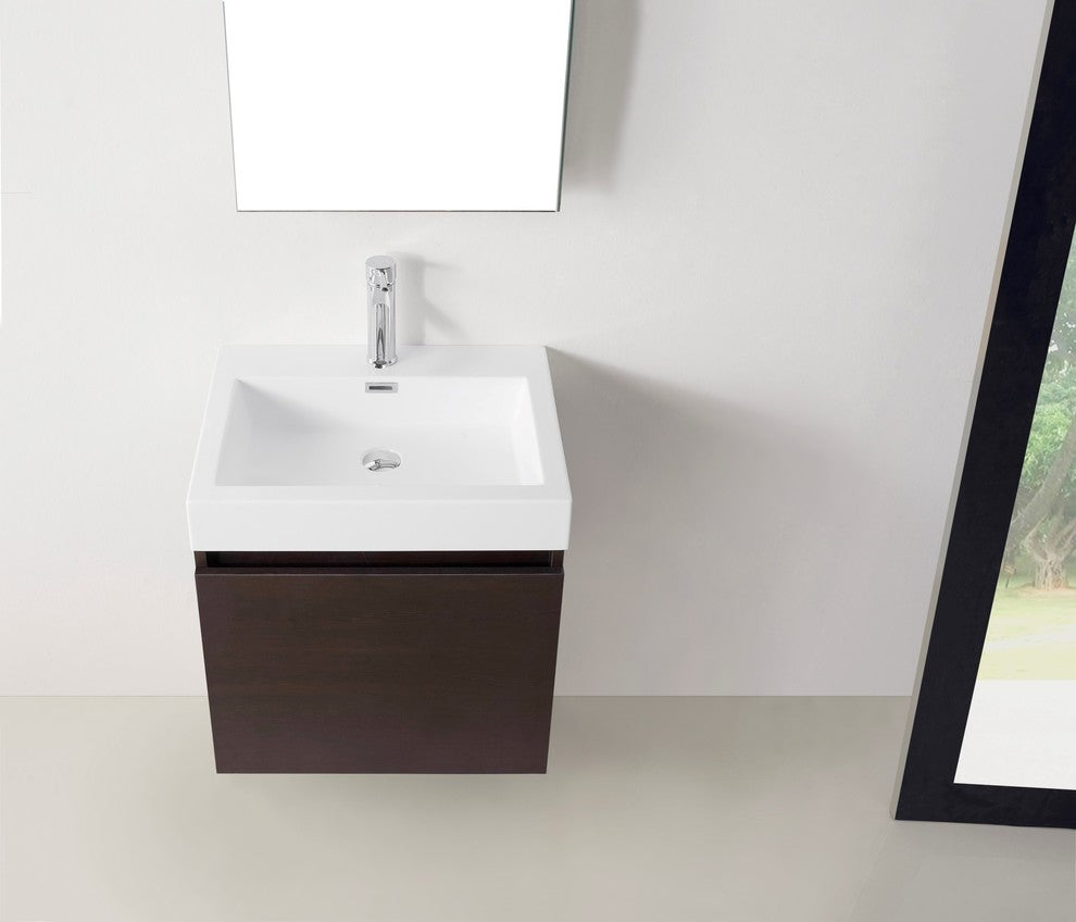Zuri 24" Single Bathroom Vanity Set, Wenge With Polished Chrome Faucet