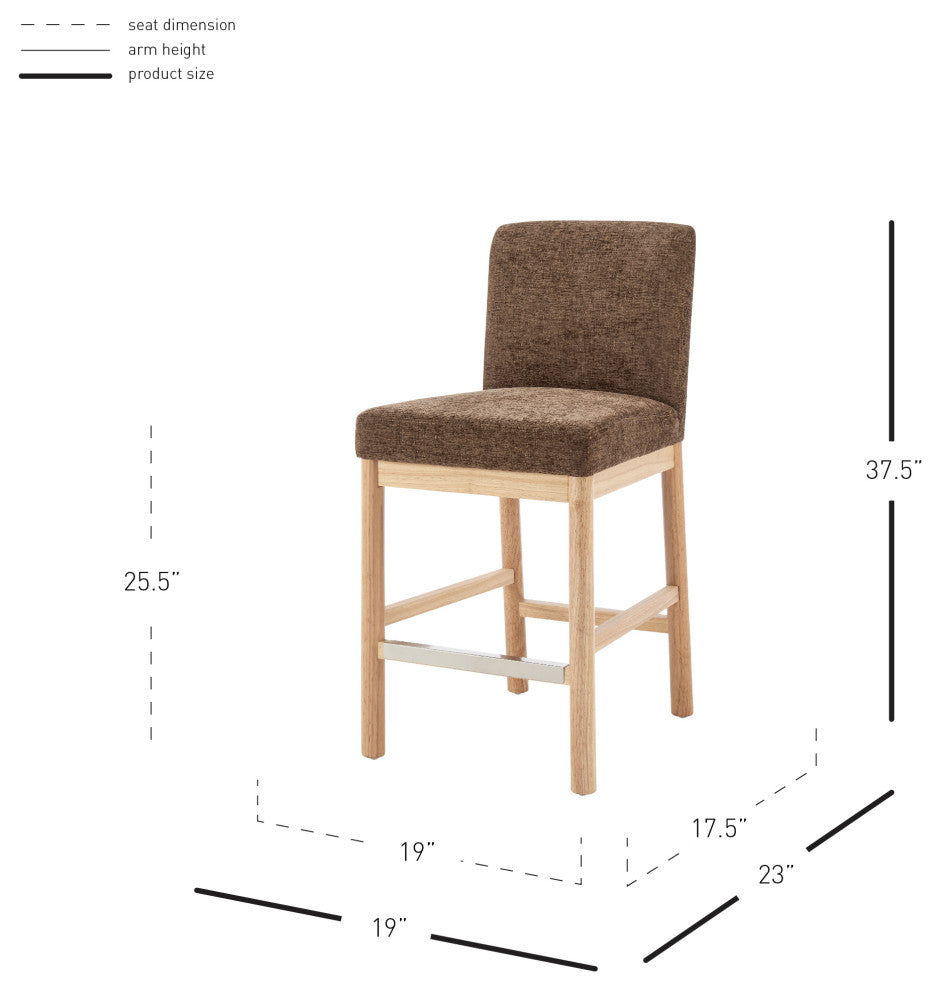 Bloomfield Fabric Counter Stool, Santana Dark Brown