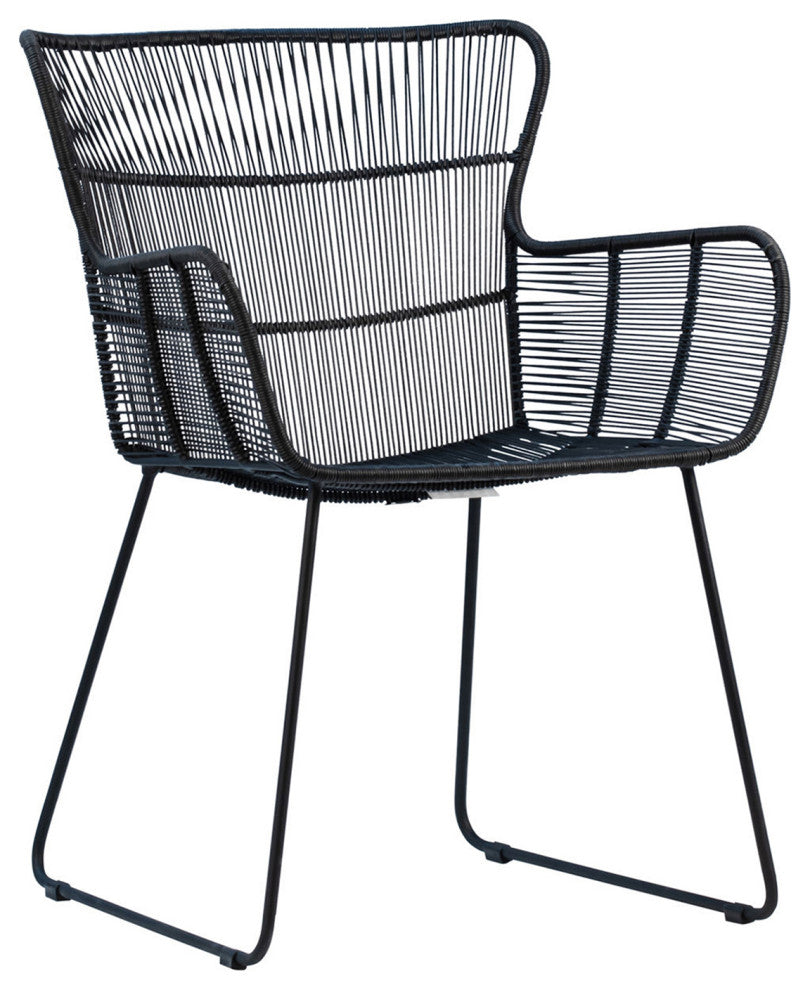 Outdoor Black Rope Dining Arm Chair