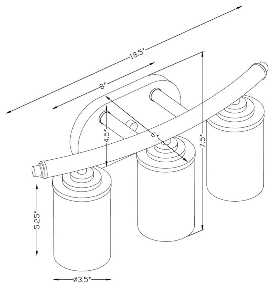 3-Light Bath Vanity Light, Soft Gold