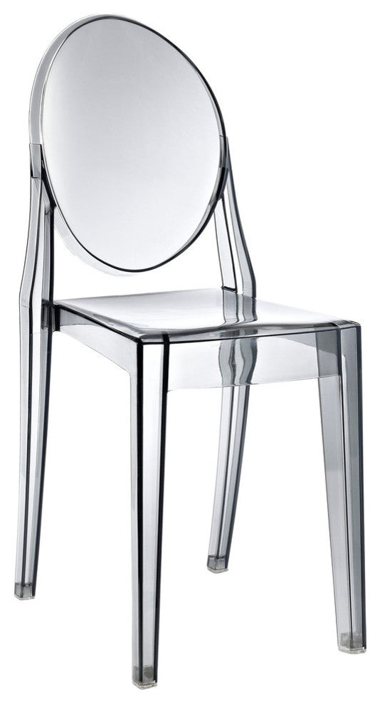Modern Contemporary Kitchen Dining Side Chair Smoked Clear, Outdoor or Indoor