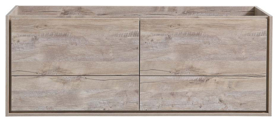 Fresca Catania 60" Natural Wood Wall Hung Double Sink Cabinet
