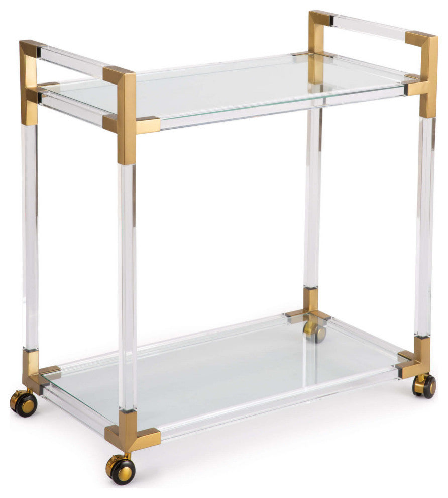 Americano Bar Cart, Natural Brass