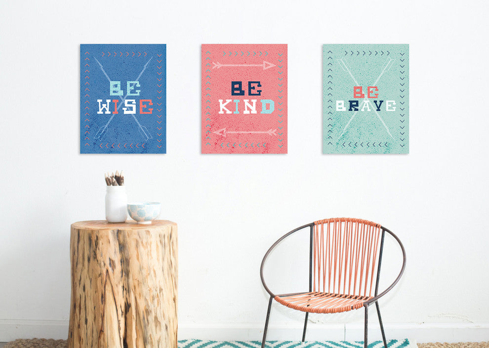Collection Be Brave Arrows, Paper Print, 18"x24", 3 Piece Set