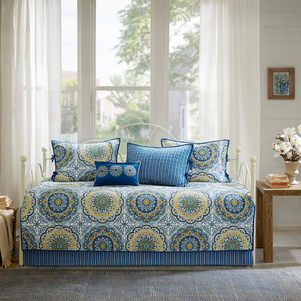 Madison Park Tangiers 6 Piece Reversible Daybed Cover Set, Blue