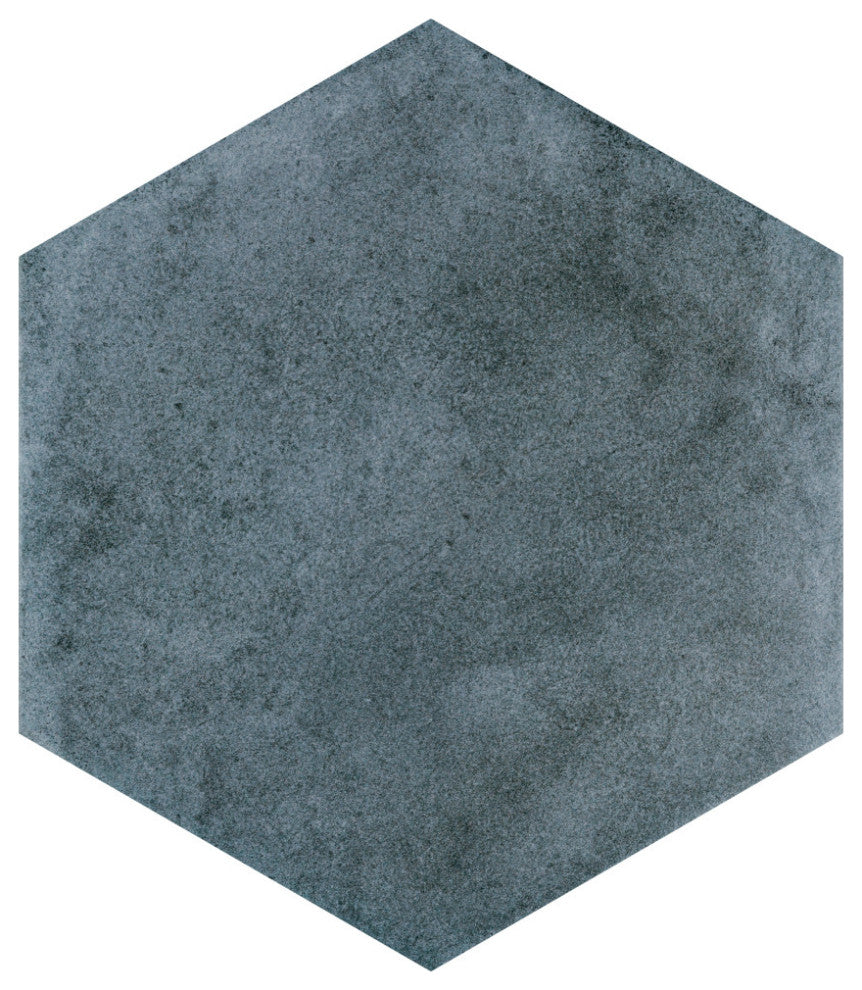 Matter Hex Blue Porcelain Floor and Wall Tile