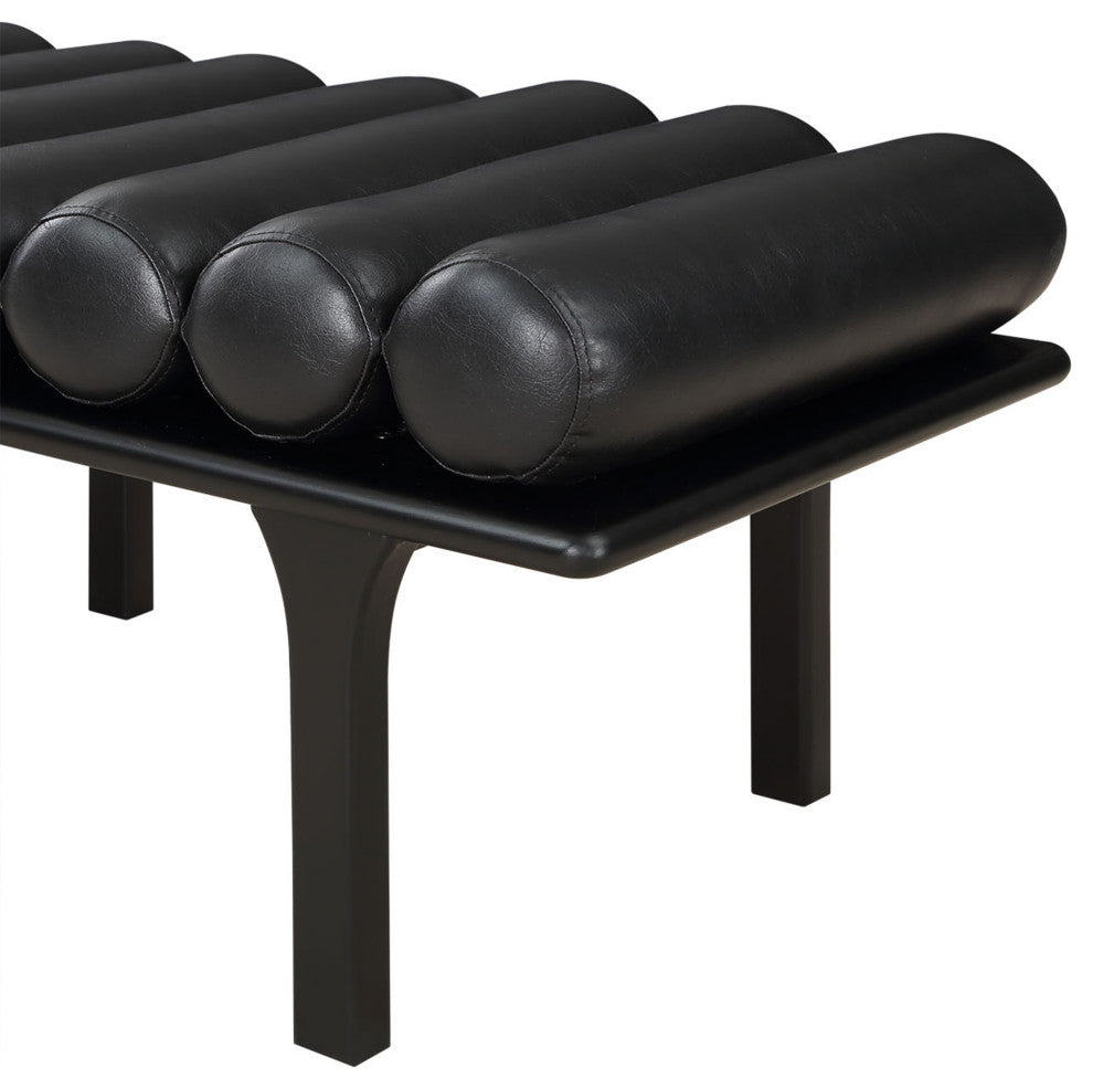 Landon Faux Leather Bench, Black, Black Finish