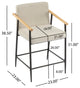 GDF Studio 26"H Mid-Century Modern Counter Stool With Iron Frame, Set of 2, Espresso/Beige