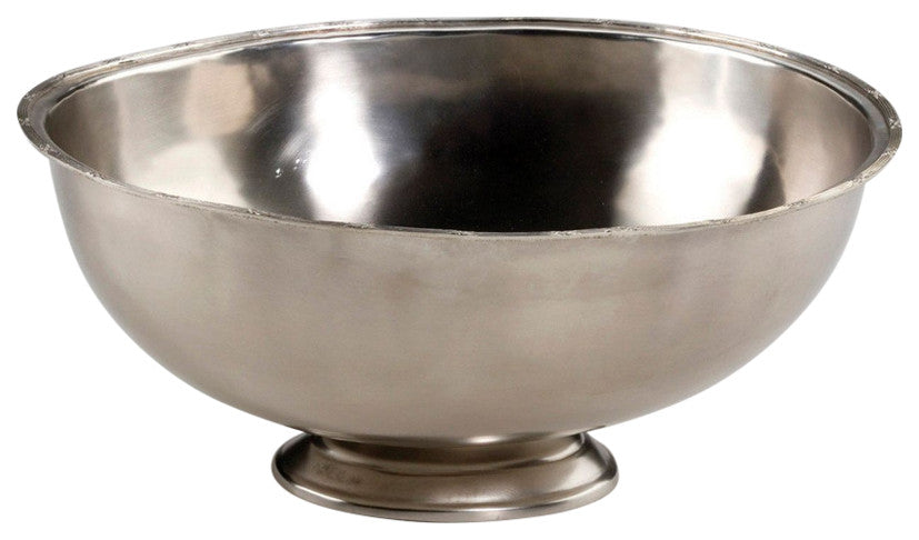 Metal Oval Centerpiece Bowl, Antique Silver