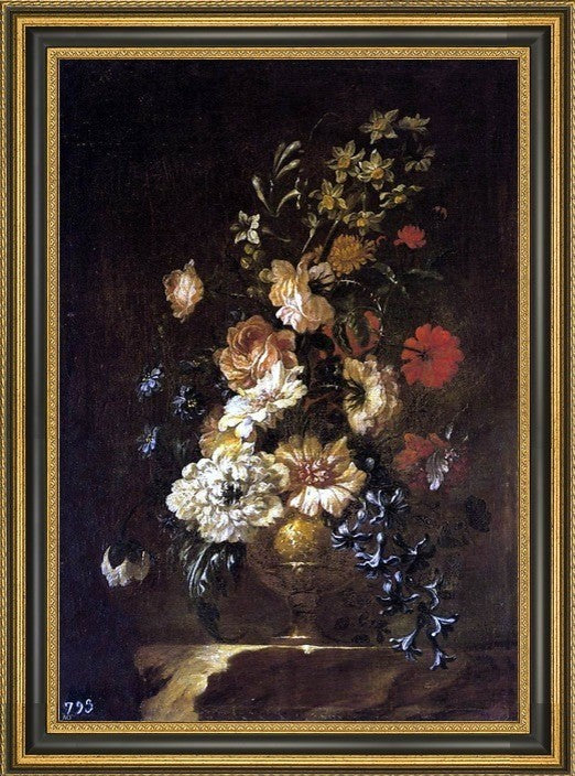 Francisco Perez Sierra Vase of Flowers Framed Premium Canvas Print, 16"x24"