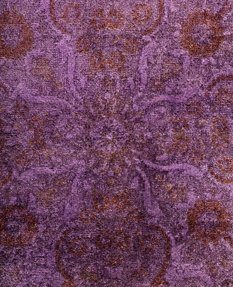Overdyed One-of-a-Kind Hand-Knotted Area Rug Purple, 6' 1" x 8' 10"